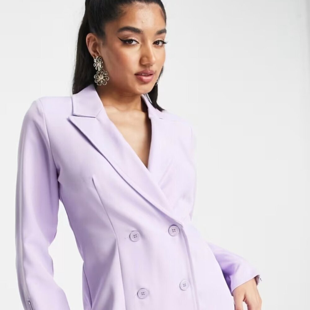 NWT SAINT GENIES LILAC Spring OccassionTrench Coat Blazer Zipper Cuff Dress 28